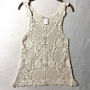 Moon‎ Collection Womens OS cream crochet Tank boho peasant festival